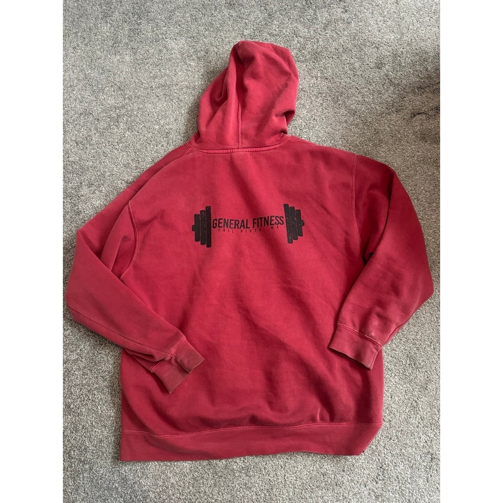 General Fitness Hoodie Sweatshirt Pullover Red Graphic Men Size L Heavy Duty - Picture 4 of 9